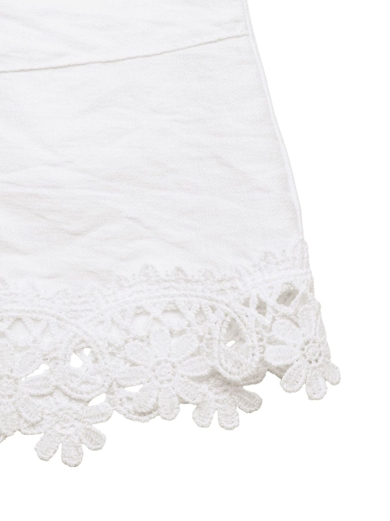 White Lace Trim Drawstring Waist Casual Summer Shorts