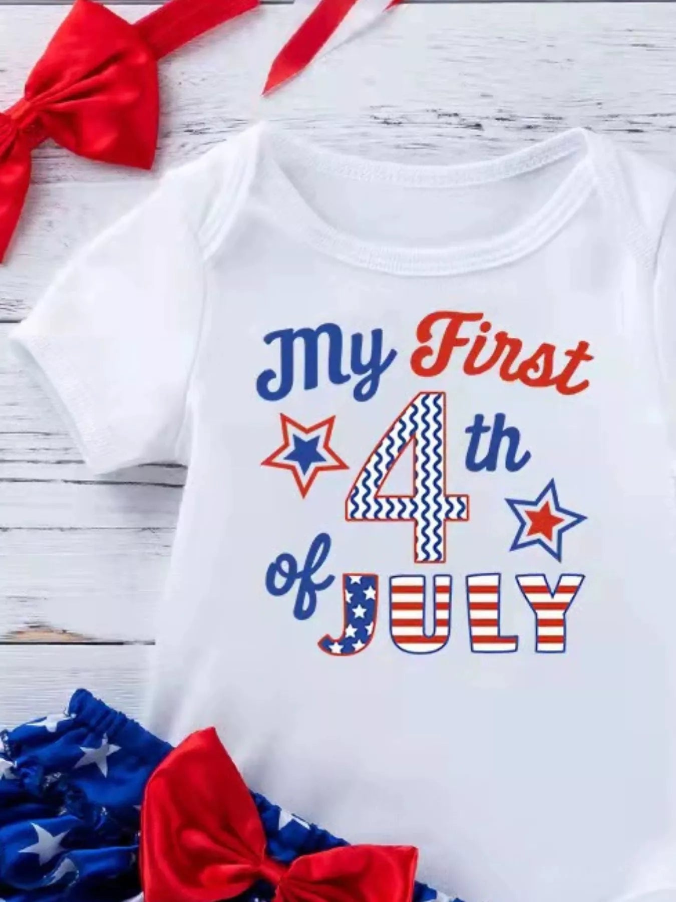 Baby Girls Patriotic Little Miss America 2-Piece Bodysuit Set