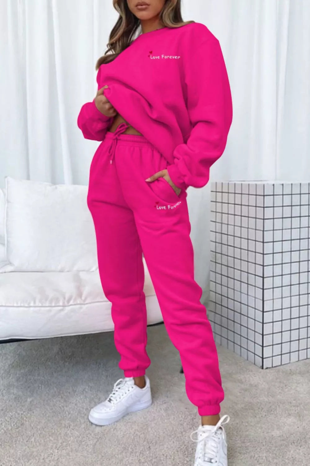 Women's Chocolate Brown Round Neck Sweatshirt and Joggers Set