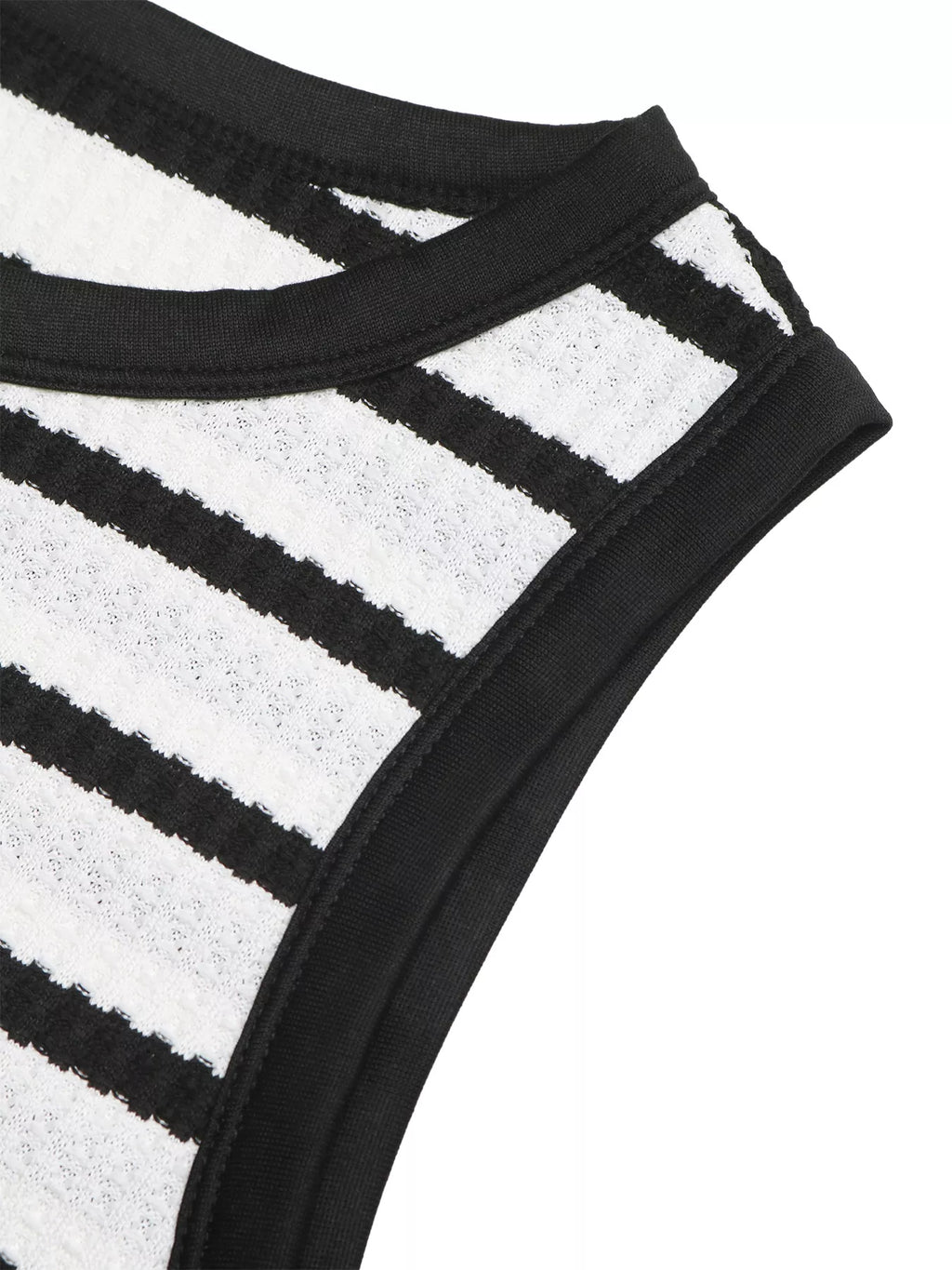 Sleeveless Striped Midi Dress with Side Slit Black and White