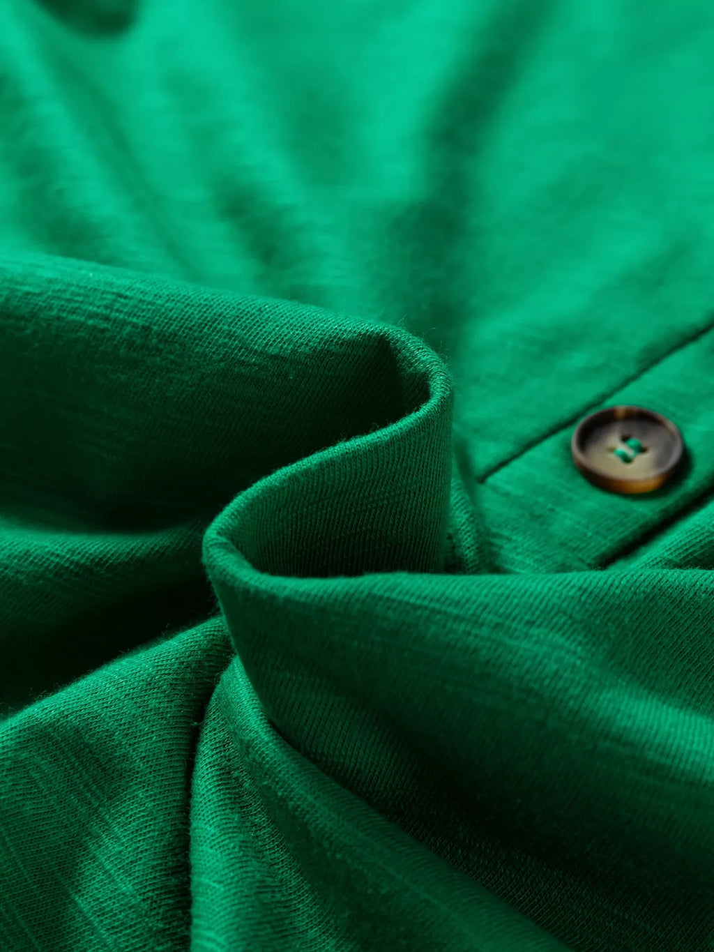 Women's Solid Green Long Sleeve Button Down V-Neck Pullover Top