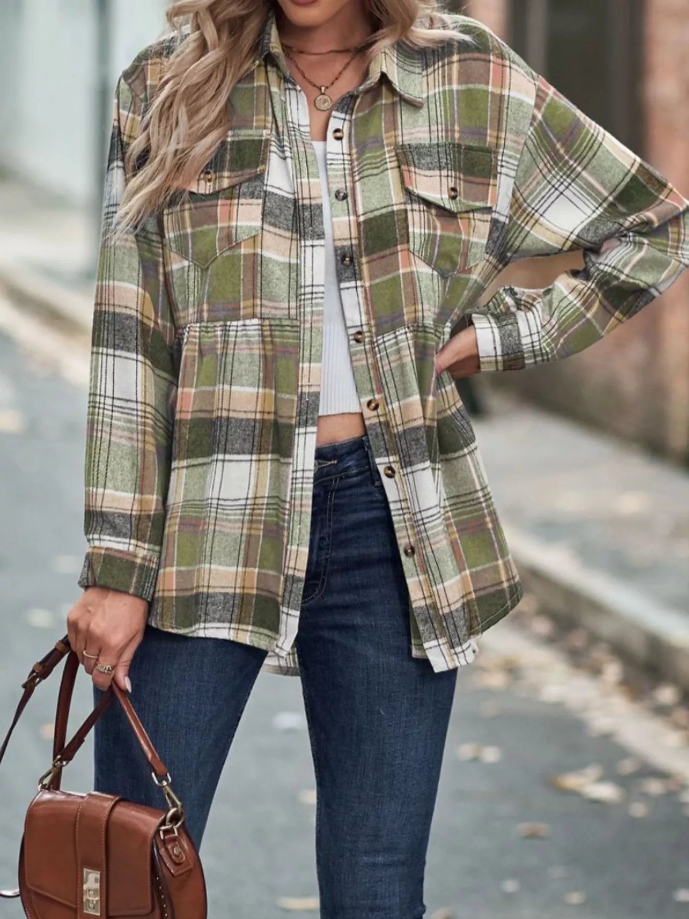 Women's Plaid Button Down Shirt Long Sleeve Casual Top