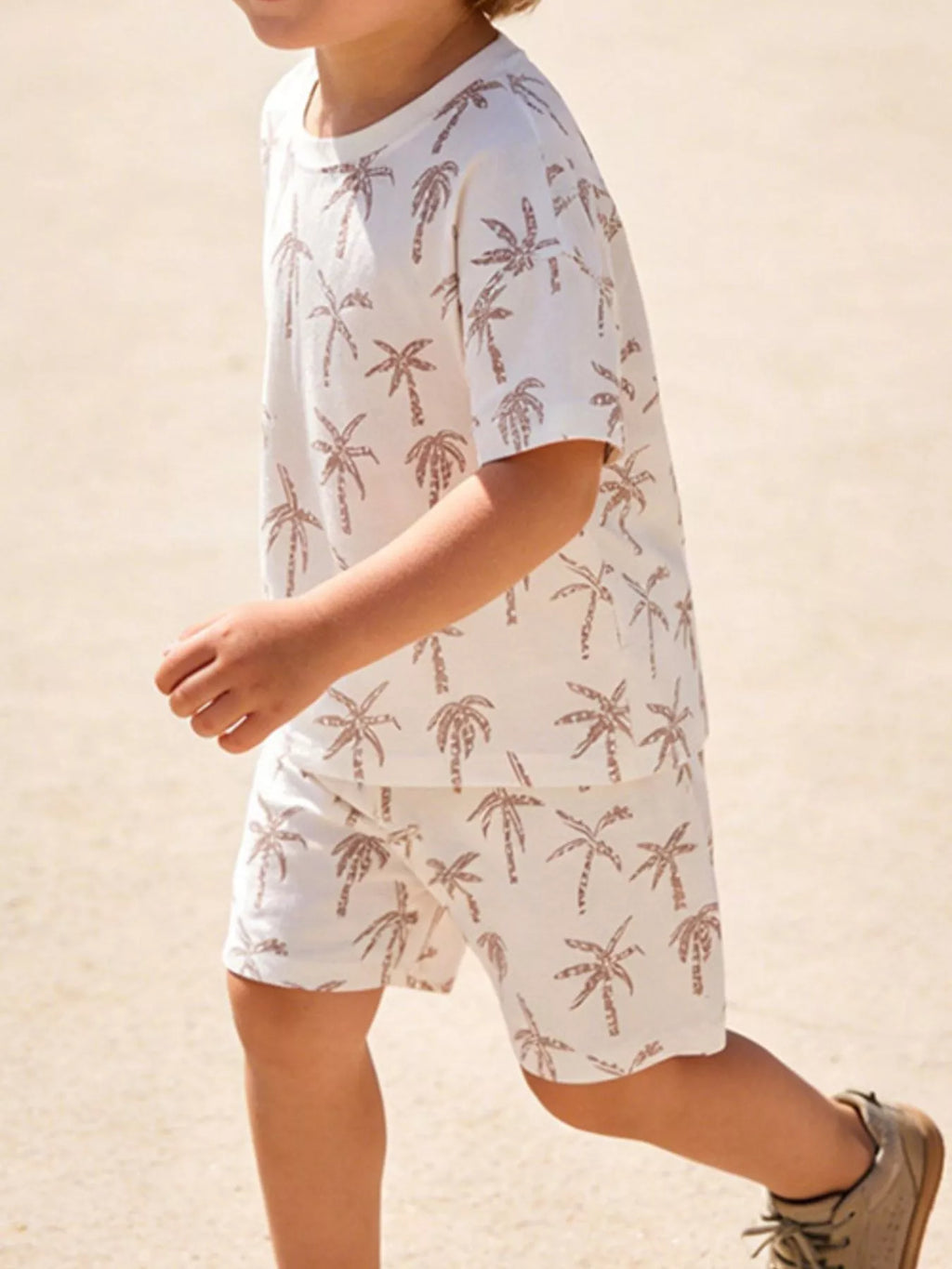 Children's Tropical Palm Print Two-Piece Cotton Outfit Set