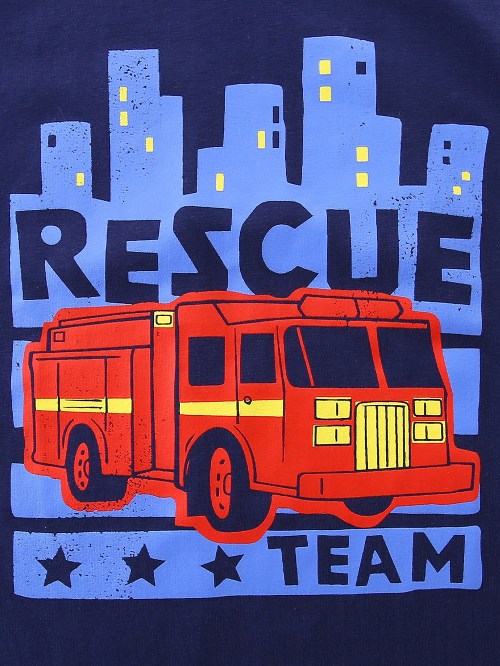 Navy Blue Rescue Team Graphic Cotton T-Shirt for Boys