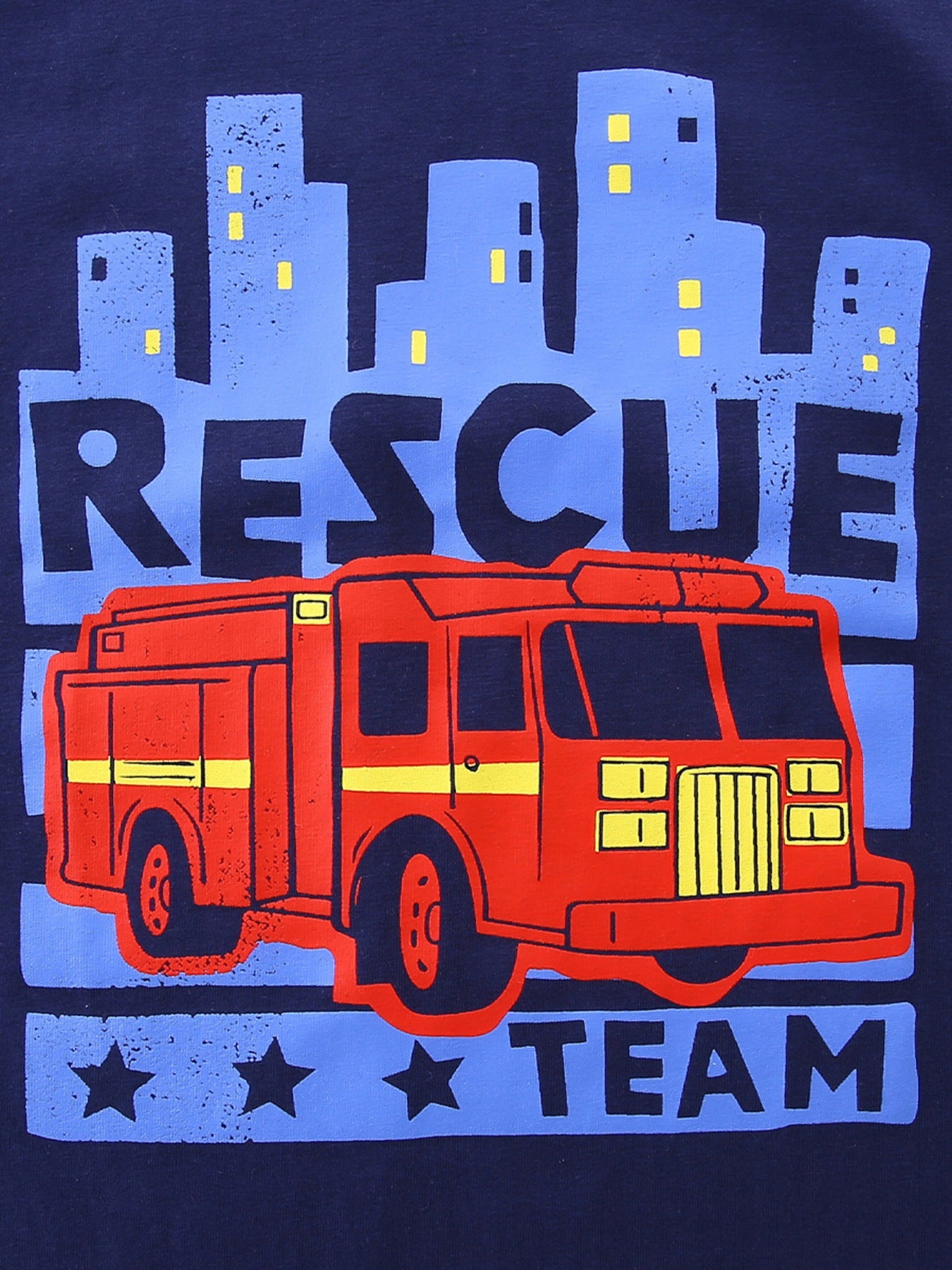 Navy Blue Rescue Team Graphic Cotton T-Shirt for Boys
