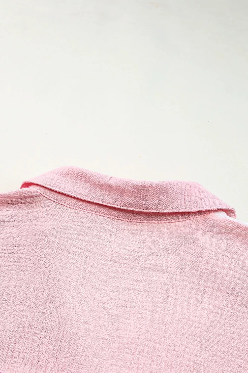 Color Block Casual Cotton Button Down Shirt in Pink and White