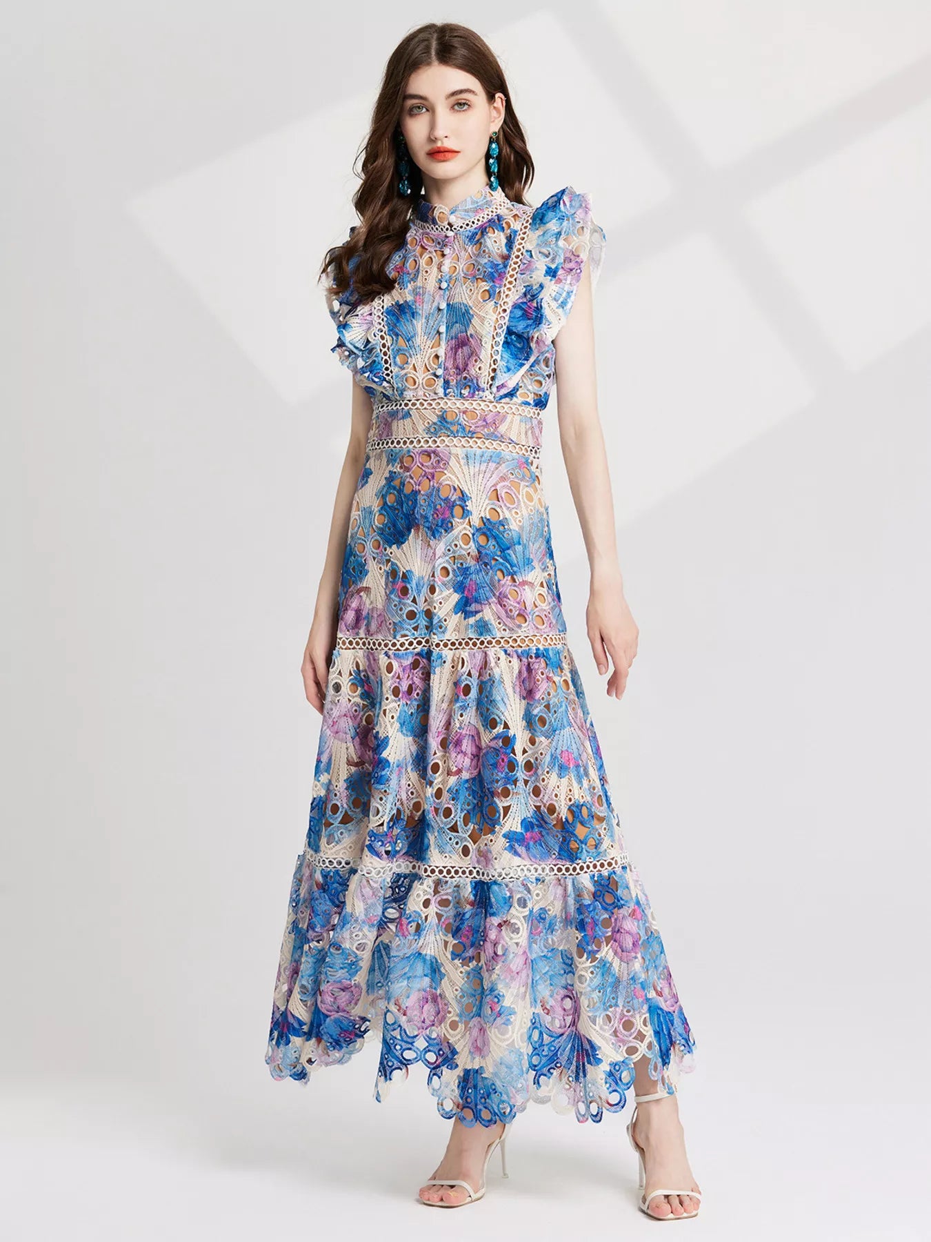 Floral Lace Detail Maxi Dress