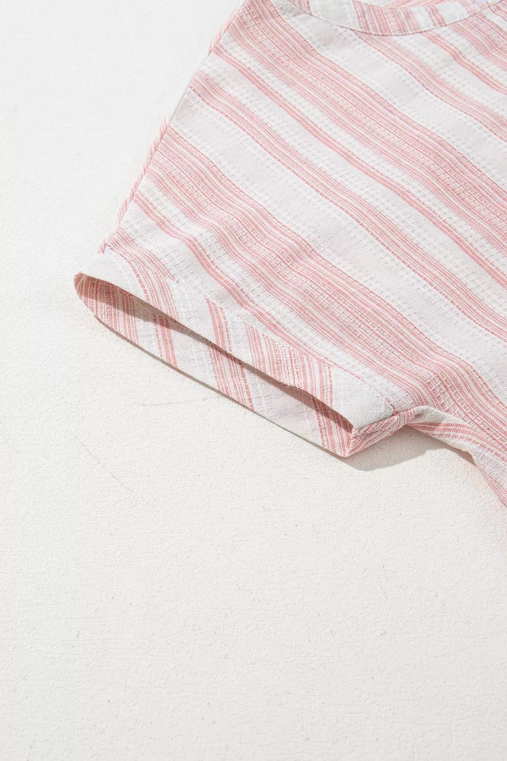 Women Striped Button Detail Short Sleeve Blouse Casual Shirt