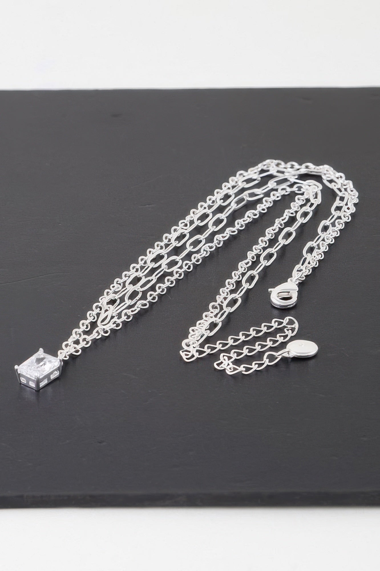 Double Cubic Crystal Chain Necklace