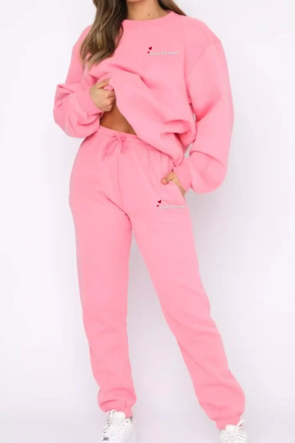 Women's Chocolate Brown Round Neck Sweatshirt and Joggers Set