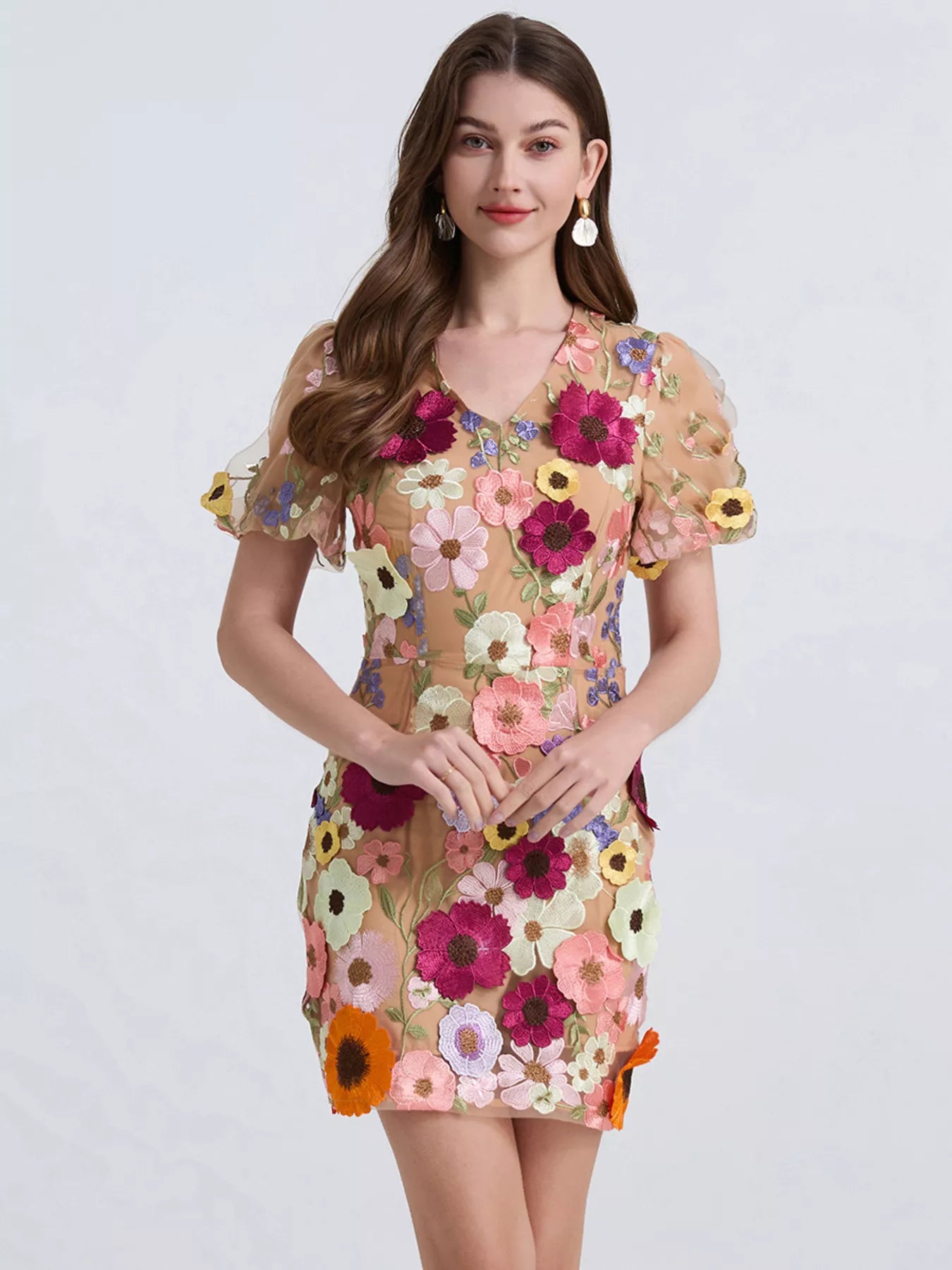 Floral Puff Sleeve Mini Dress