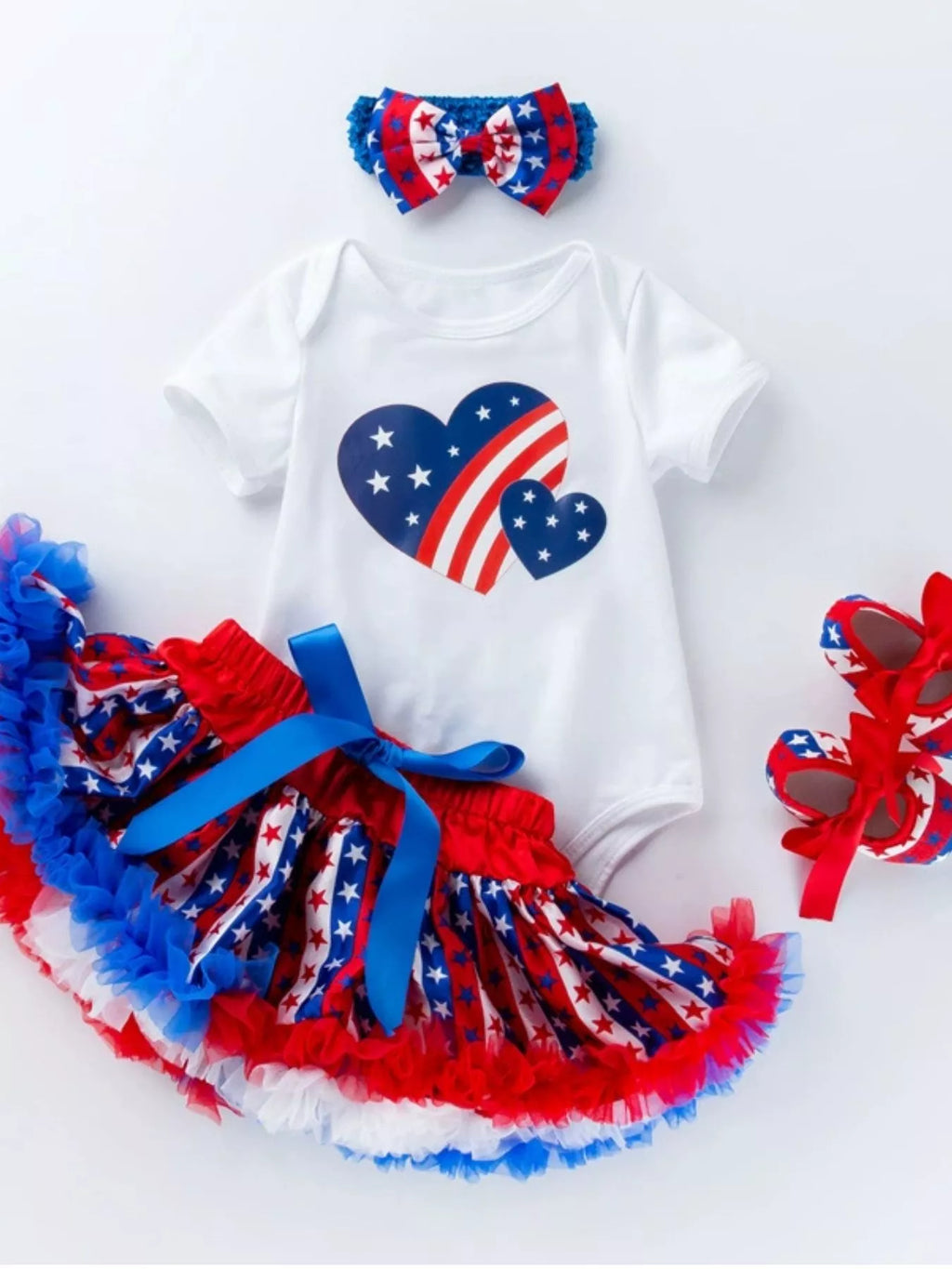 Baby Girl Patriotic 4-Piece Outfit Set with Tutu and Headband