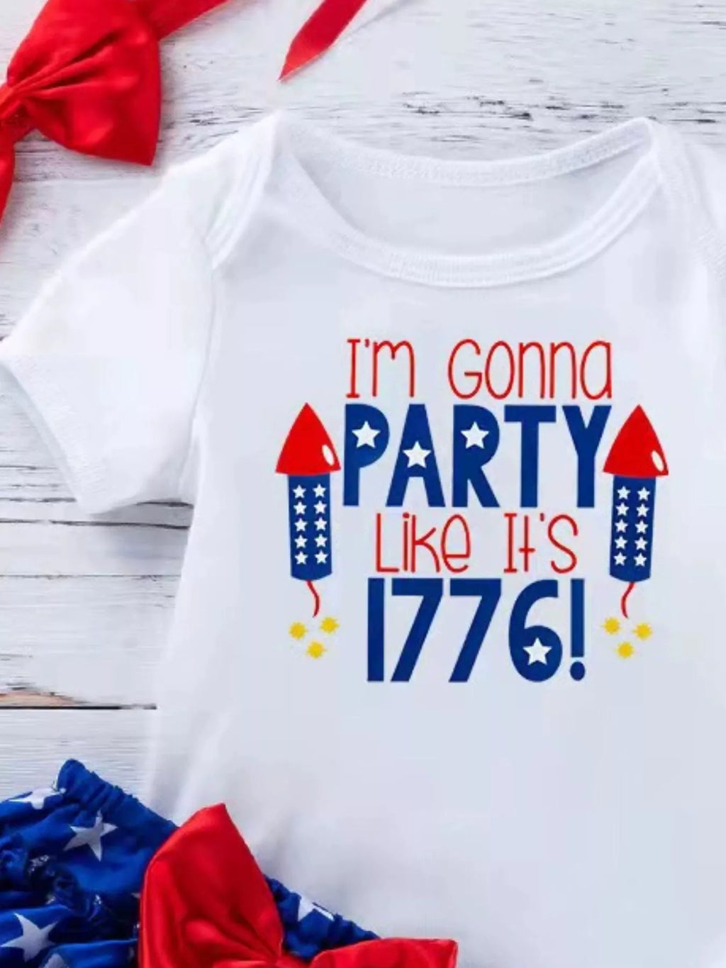 Baby Girls Patriotic Little Miss America 2-Piece Bodysuit Set