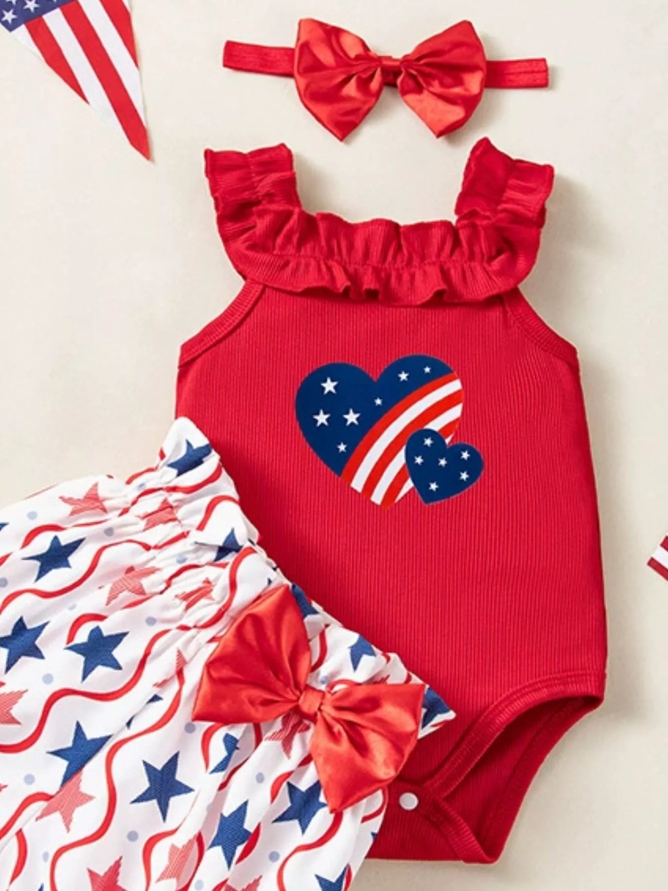 Baby Girls 3-Piece Patriotic First July Outfit Set