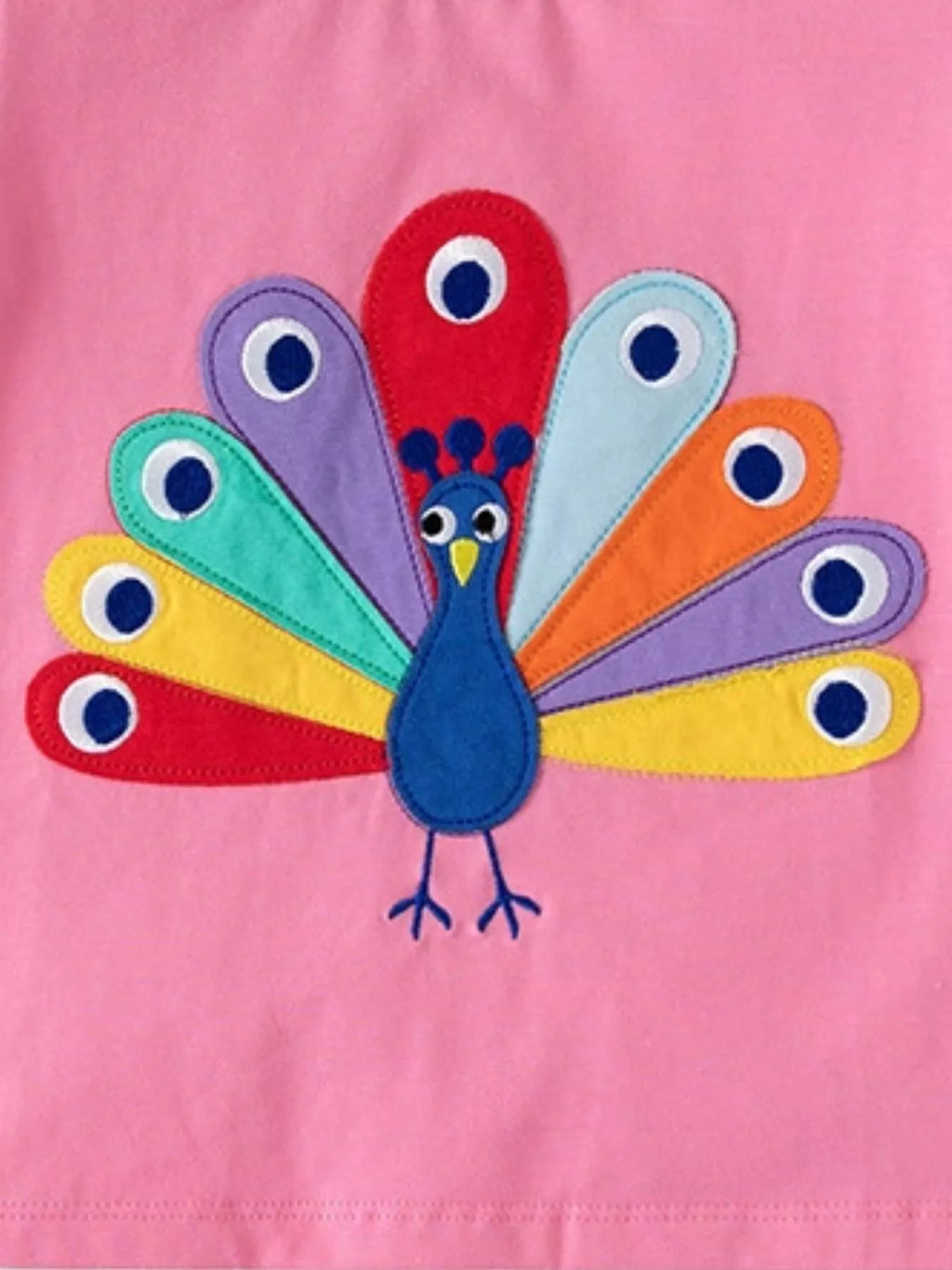 Pink Peacock Embroidered Short Sleeve T-Shirt and Shorts Set