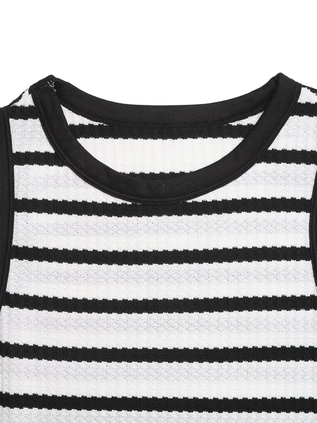 Sleeveless Striped Midi Dress with Side Slit Black and White