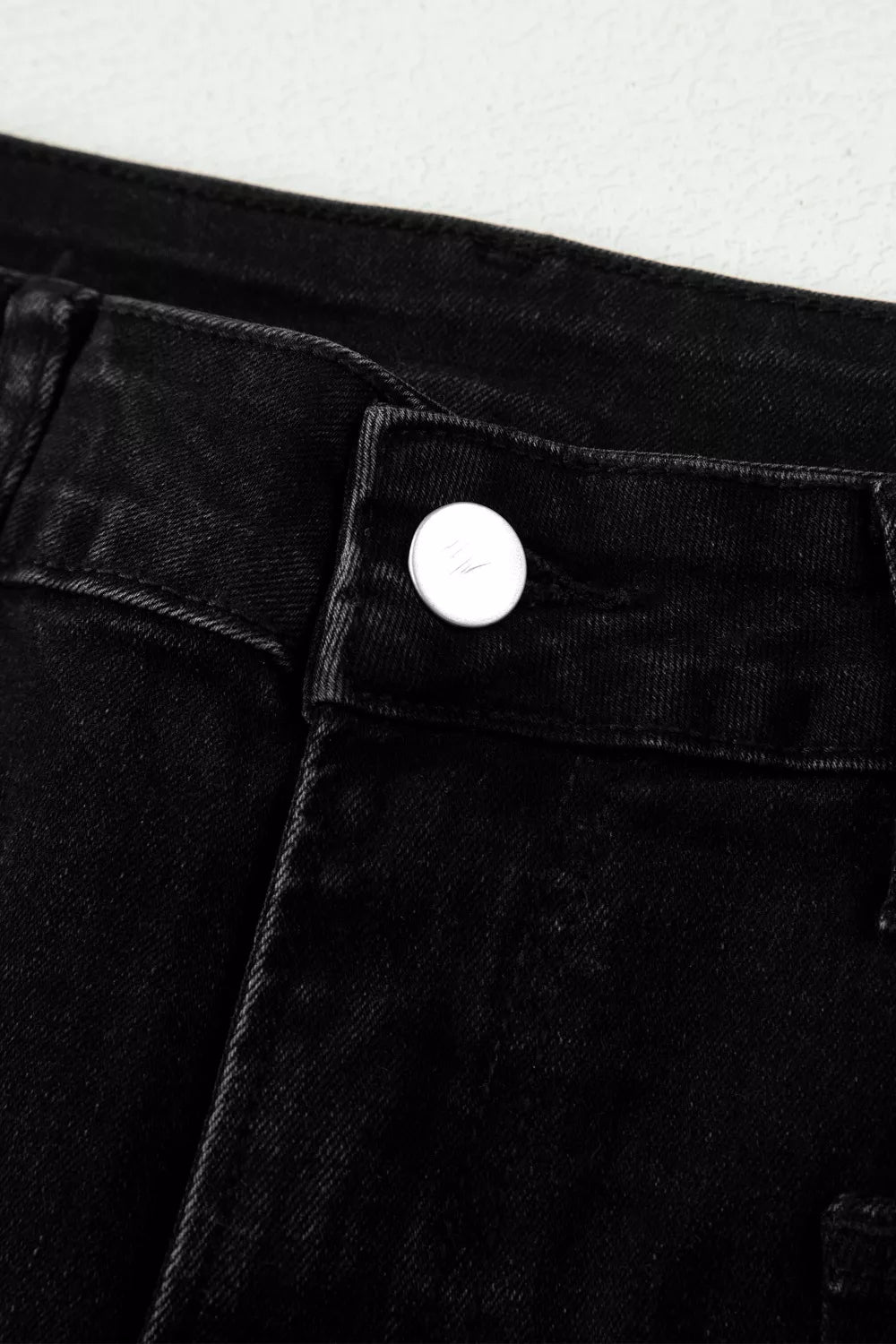 Black Frayed Hem Cropped Straight Leg Jeans