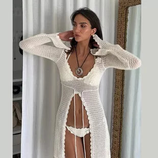 Women's Ribbed Knit Long Sleeve Romper with Pockets