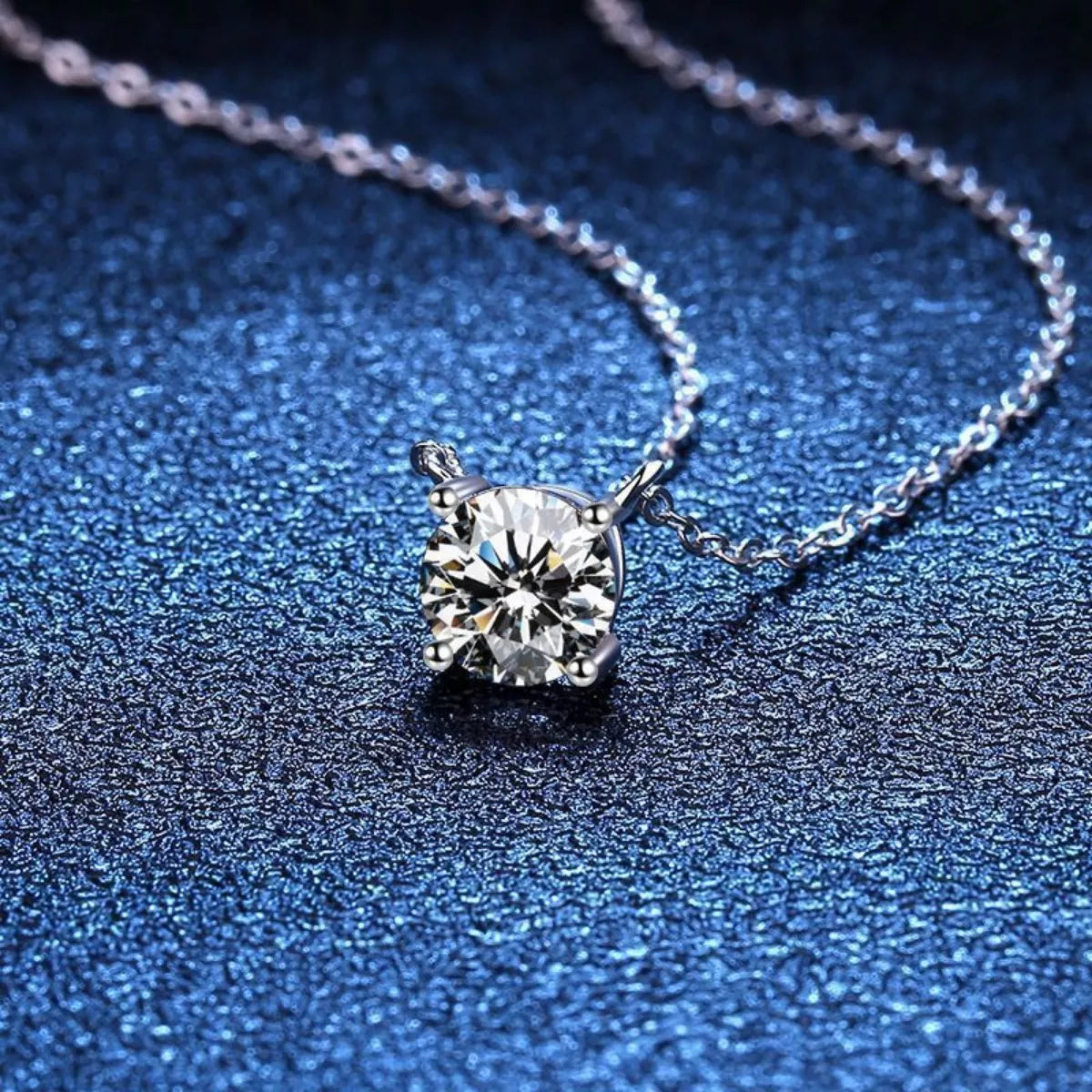2 Carat Moissanite Solitaire Pendant Necklace in Silver-Tone