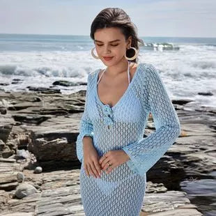 Women's Ribbed Knit Long Sleeve Romper with Pockets