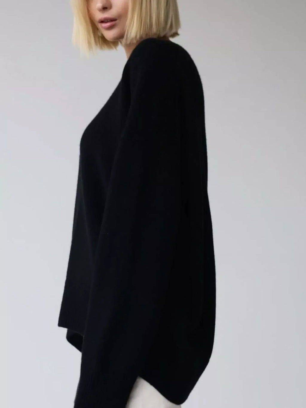 Women's Royal Blue Round Neck Ribbed Hem Long Sleeve Sweater