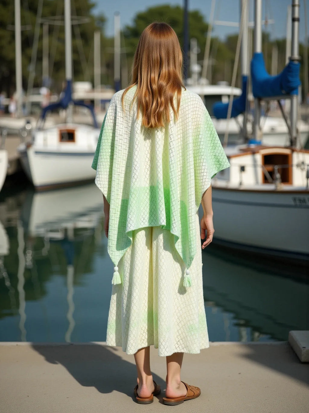 Openwork Tassel Gradient Knit Cover Up