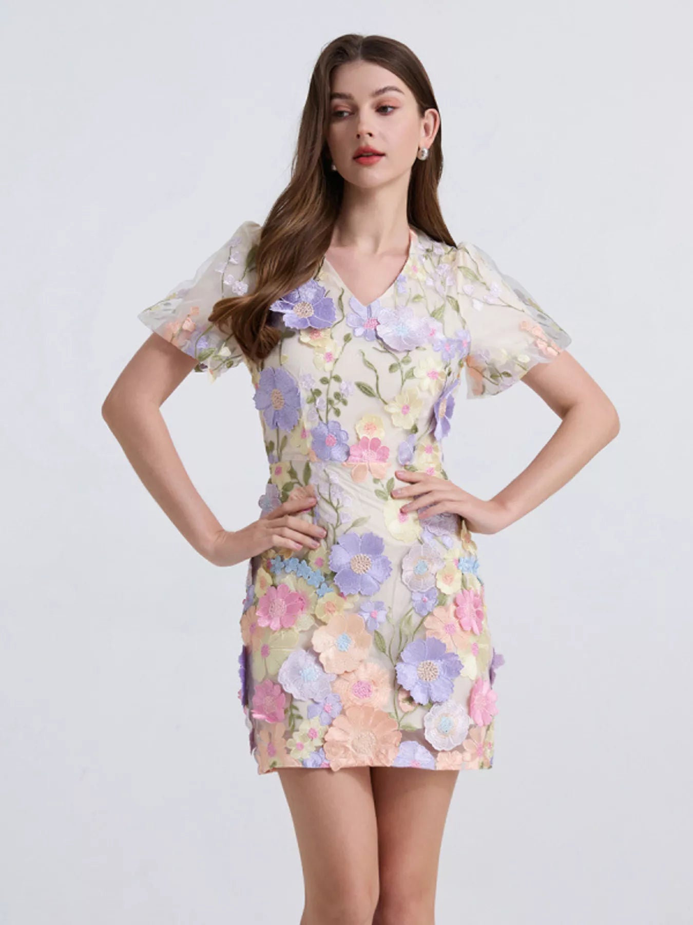 Floral Puff Sleeve Mini Dress