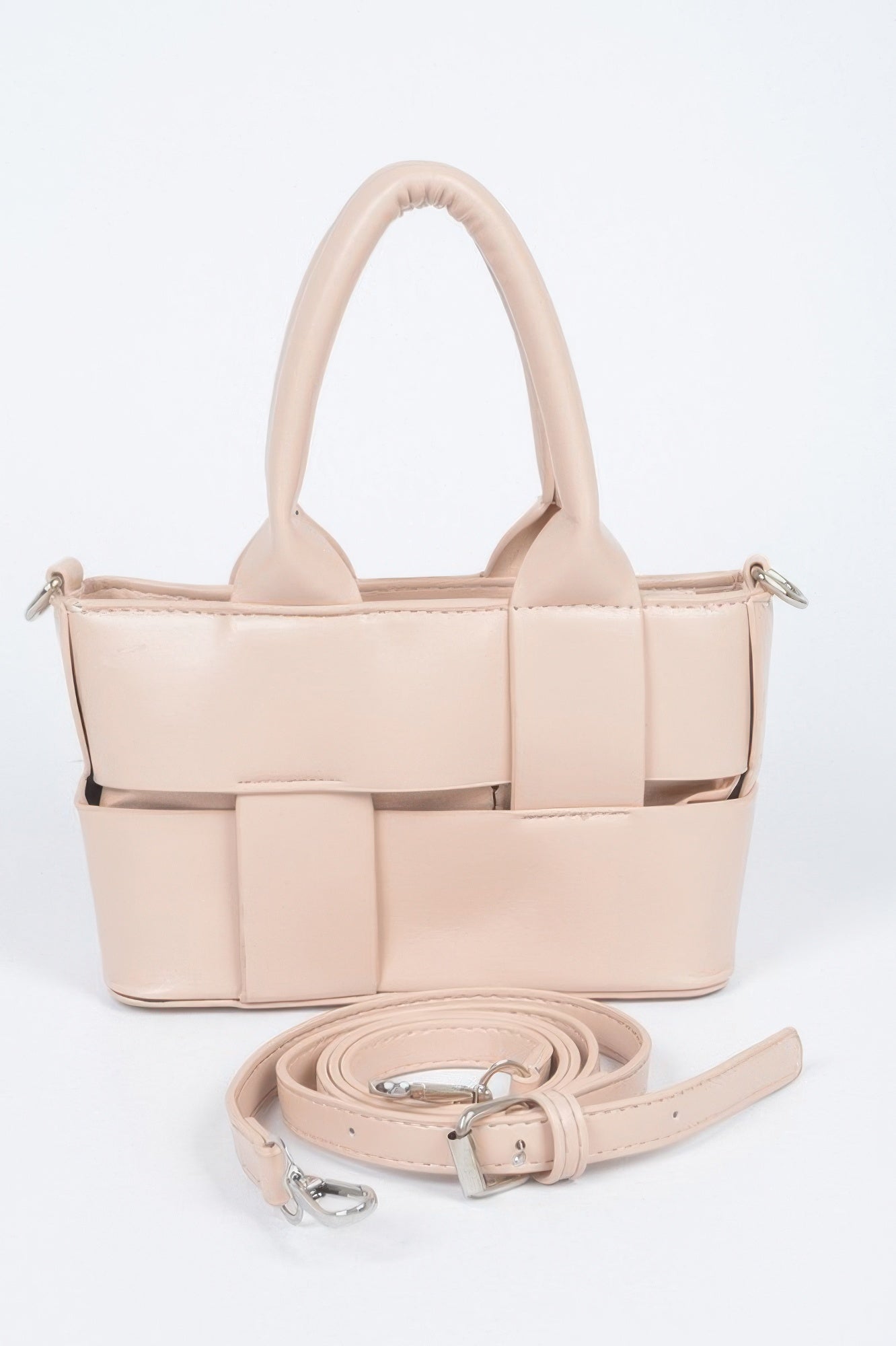 Faux Leather Braided Small Tote Bag