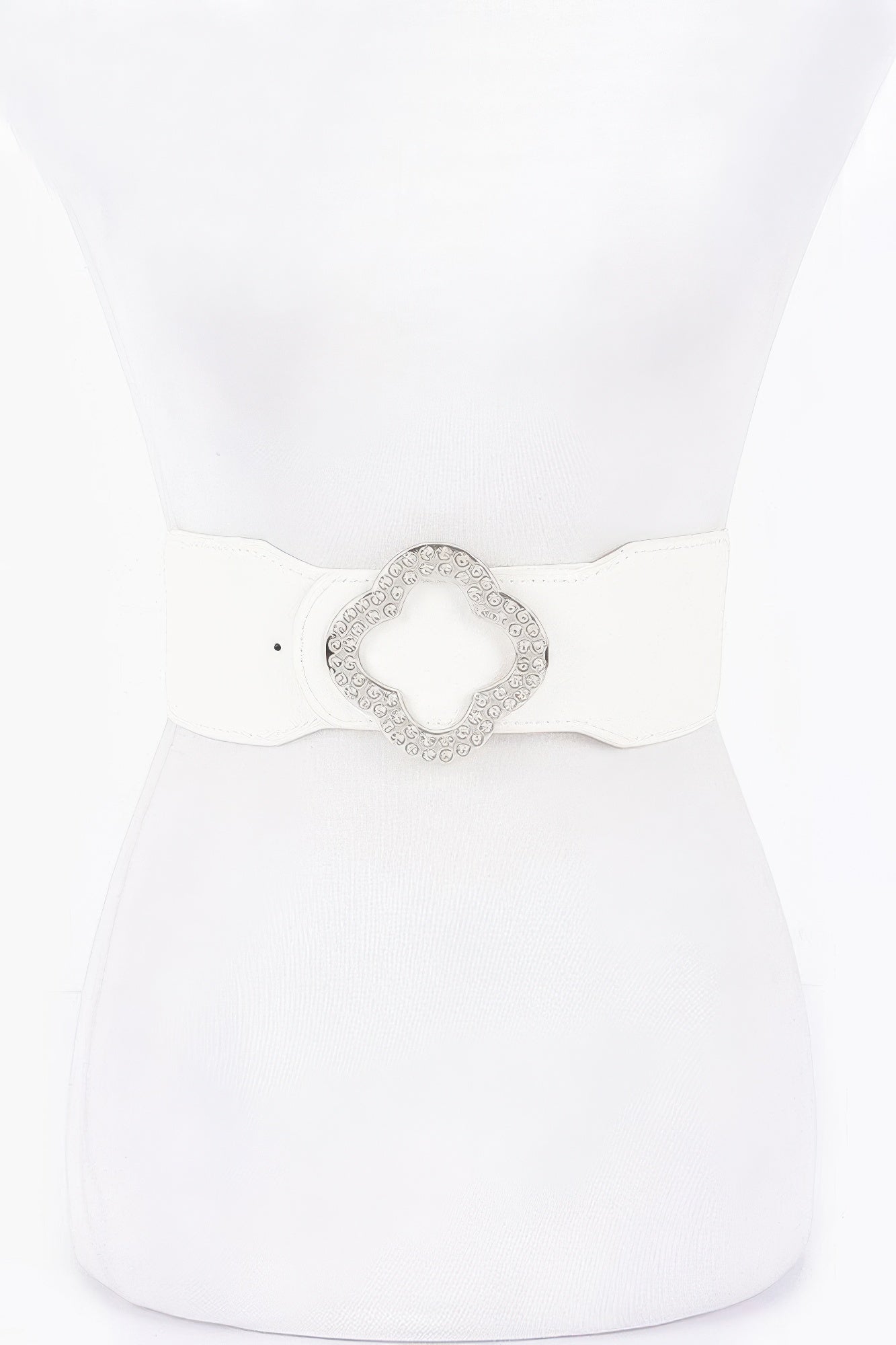Faux Leather Metal Metal Buckle Stretch Belt
