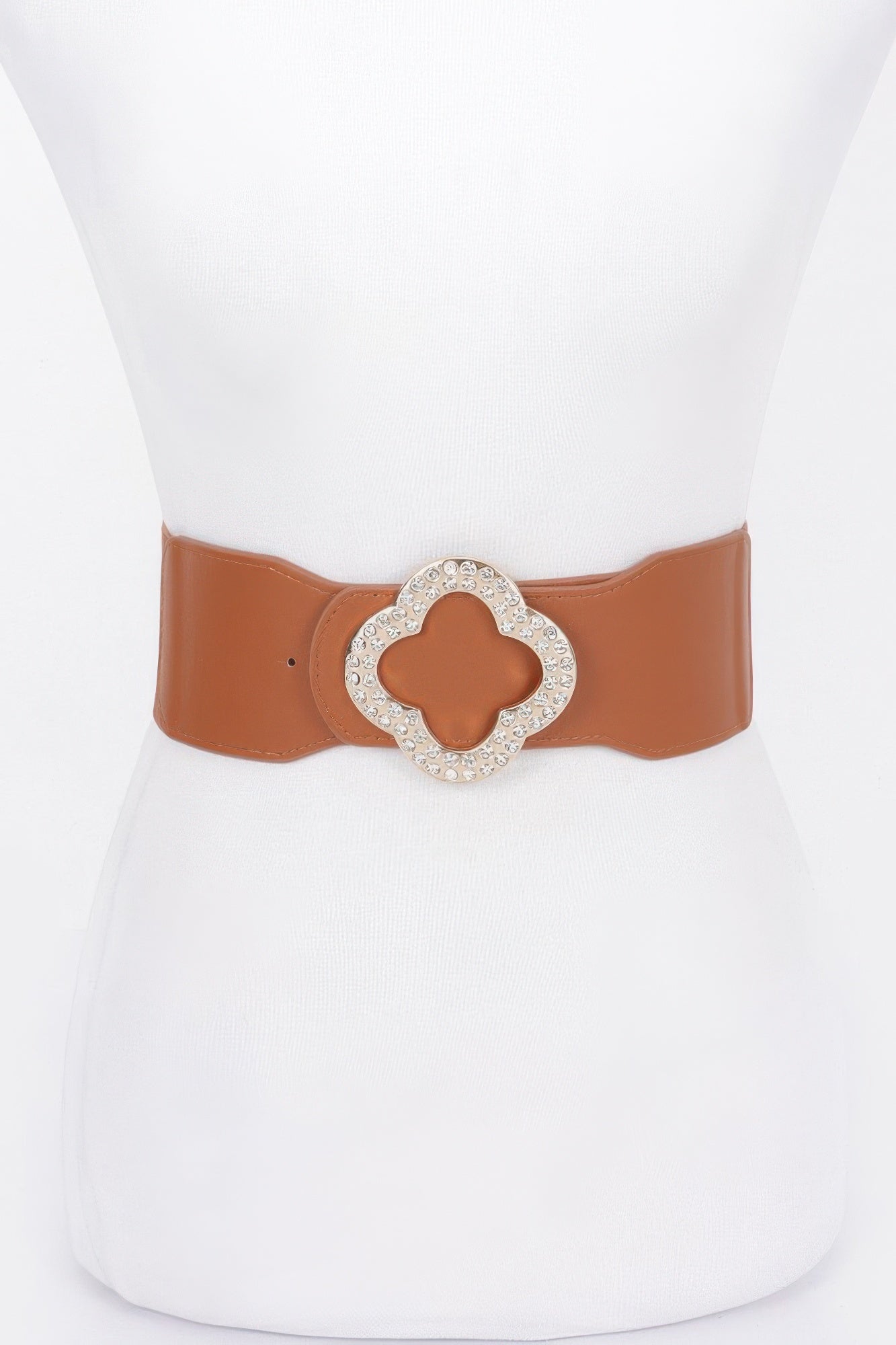 Faux Leather Metal Metal Buckle Stretch Belt