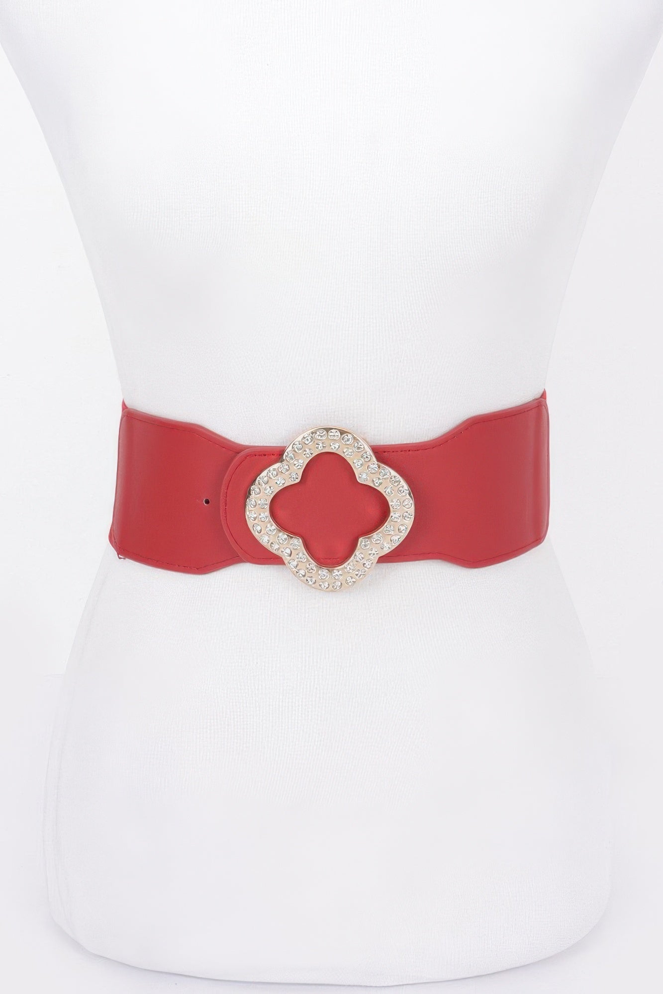 Faux Leather Metal Metal Buckle Stretch Belt
