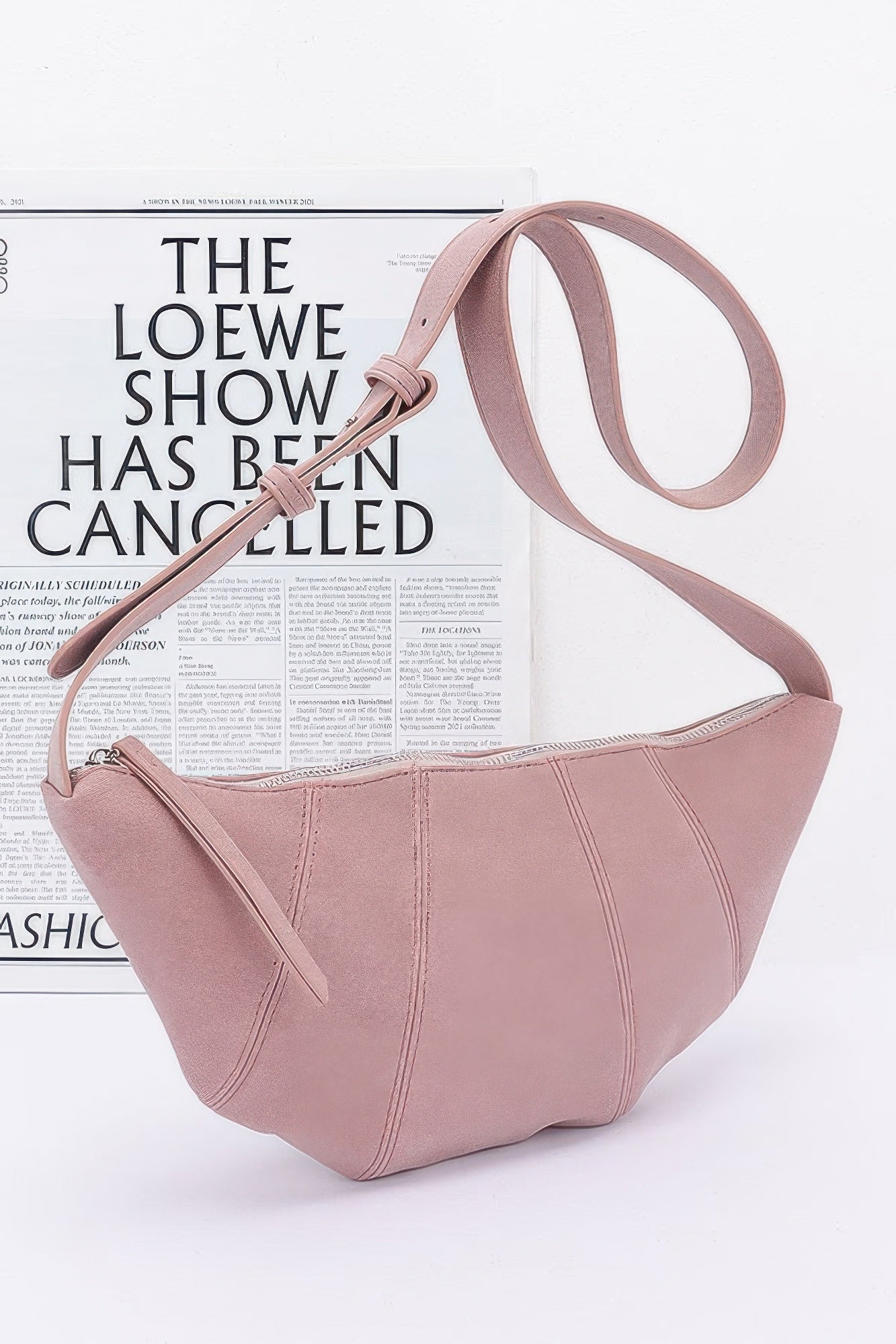 Faux Suede Croissant Bag