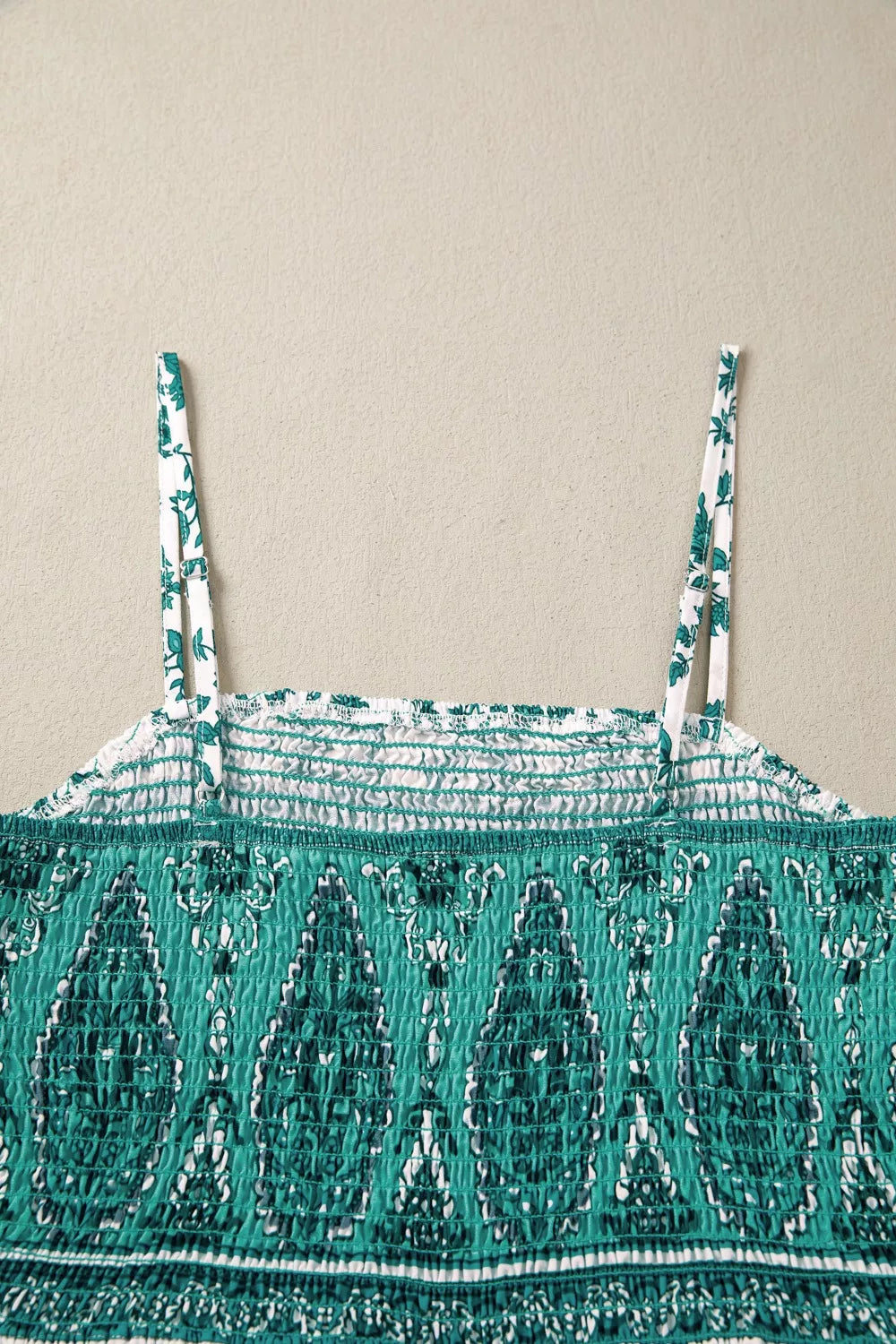 Green Floral Print Shirred Cami Maxi Dress for Summer
