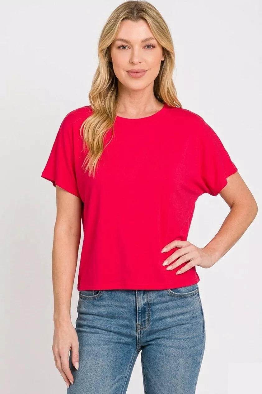 Women's Ruby Round Neck Short Sleeve Cropped T-Shirt