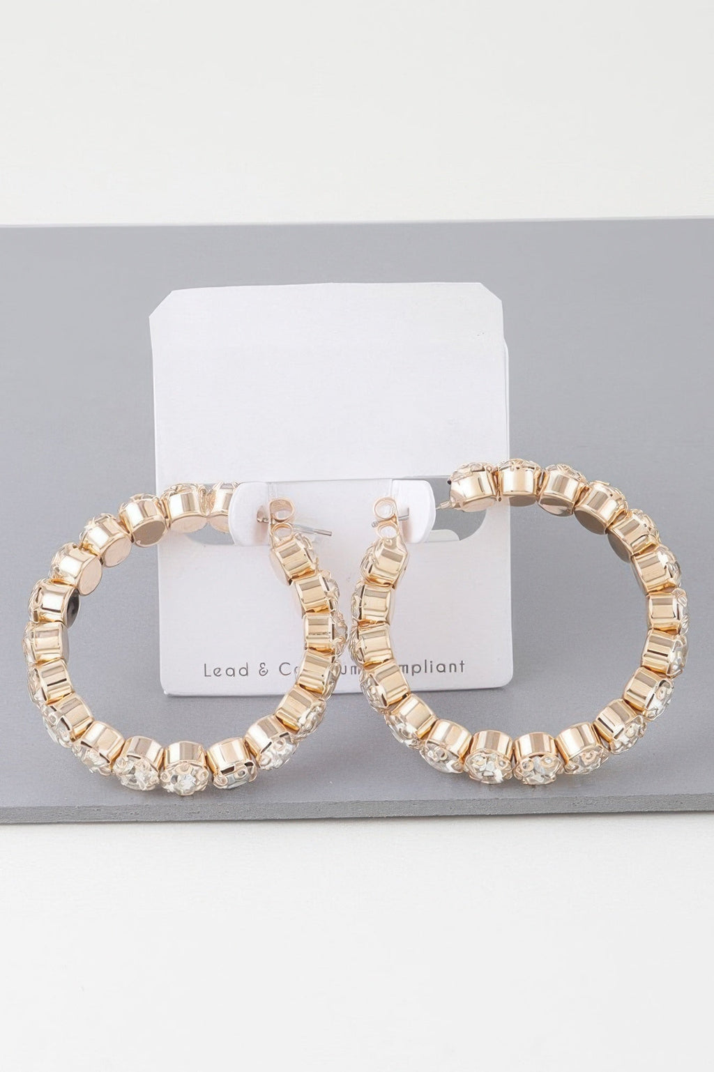Geometric Rhinestone Cut Hoop Earrings