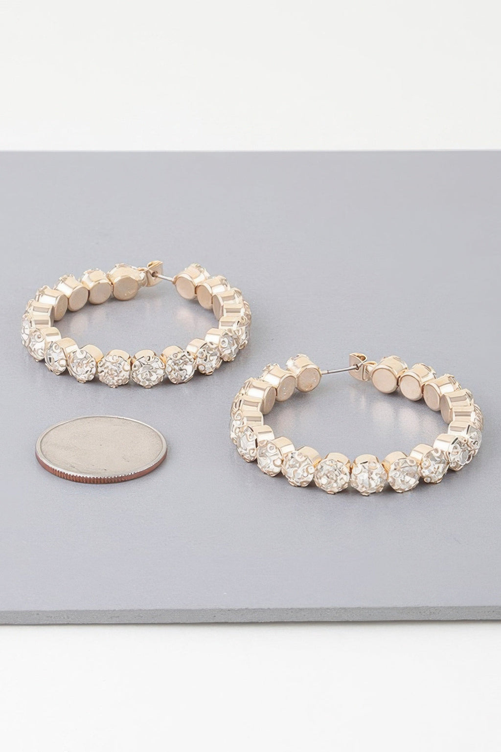 Geometric Rhinestone Cut Hoop Earrings