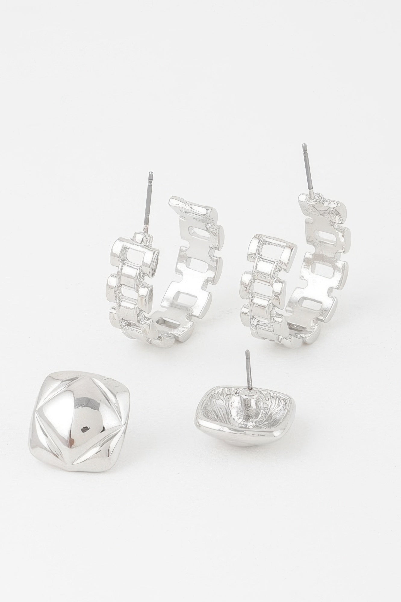 Gold Link Cuff Earrings Set