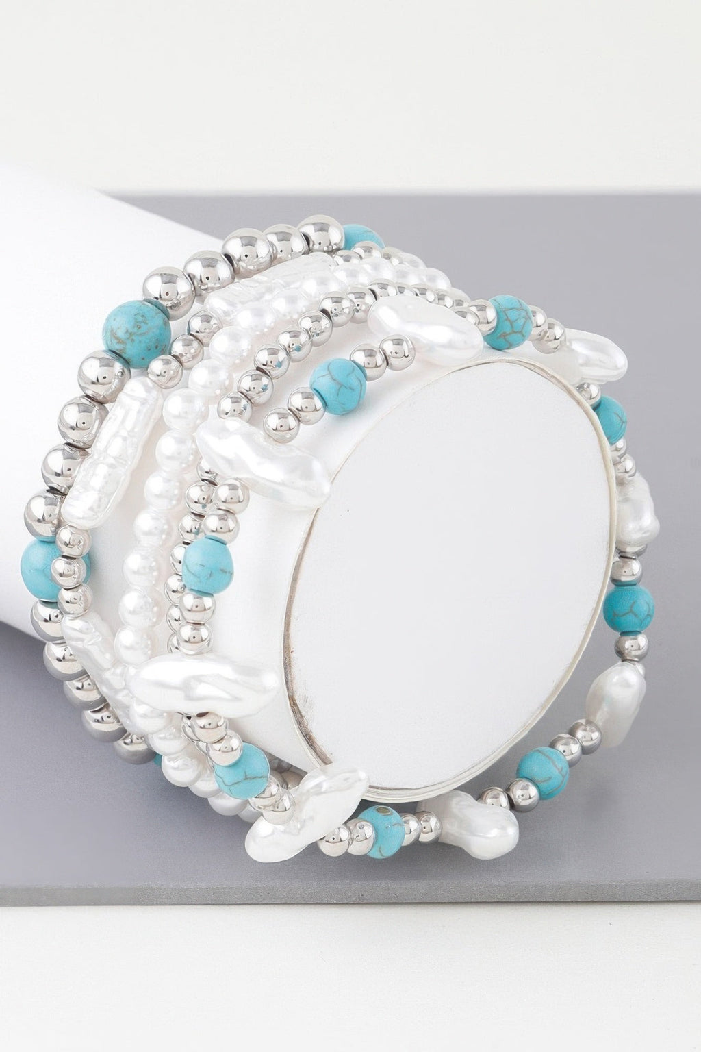 Multi Stone N Pearl Beaded Bracelet