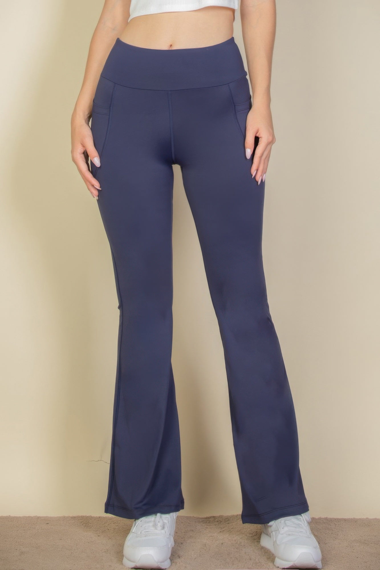 High Waist Side Pocket Flare Leggings