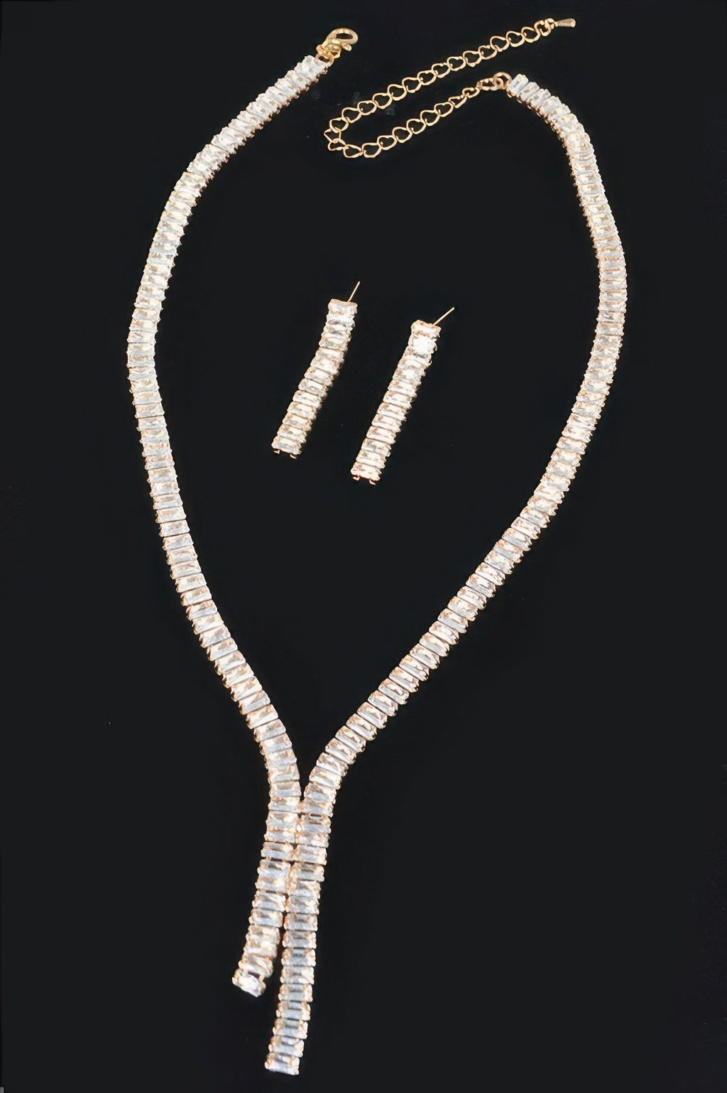 Rhinestone Earring And Necklace Set