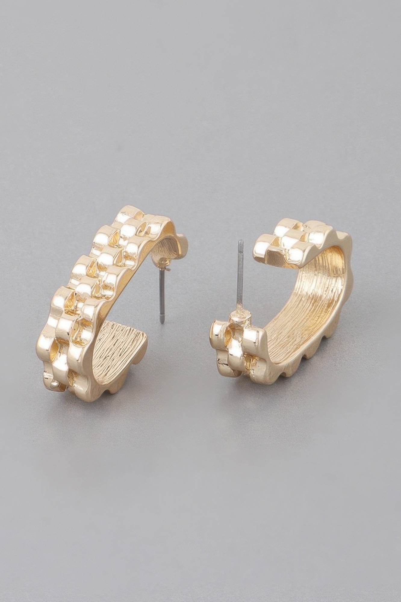 Textured Ware Brass Cuff Earrings