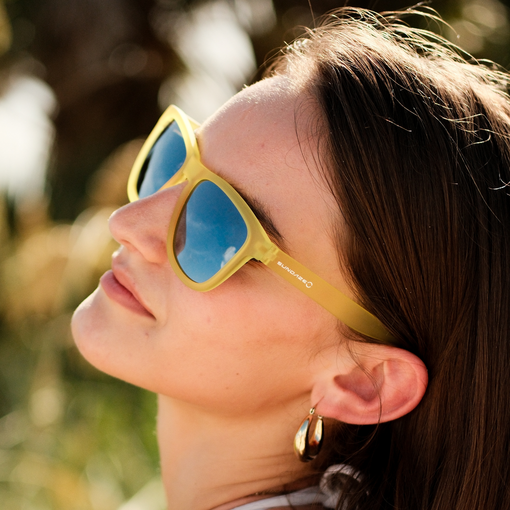 Yellow Bird Sunglasses with Dark Grey Polarized Lenses