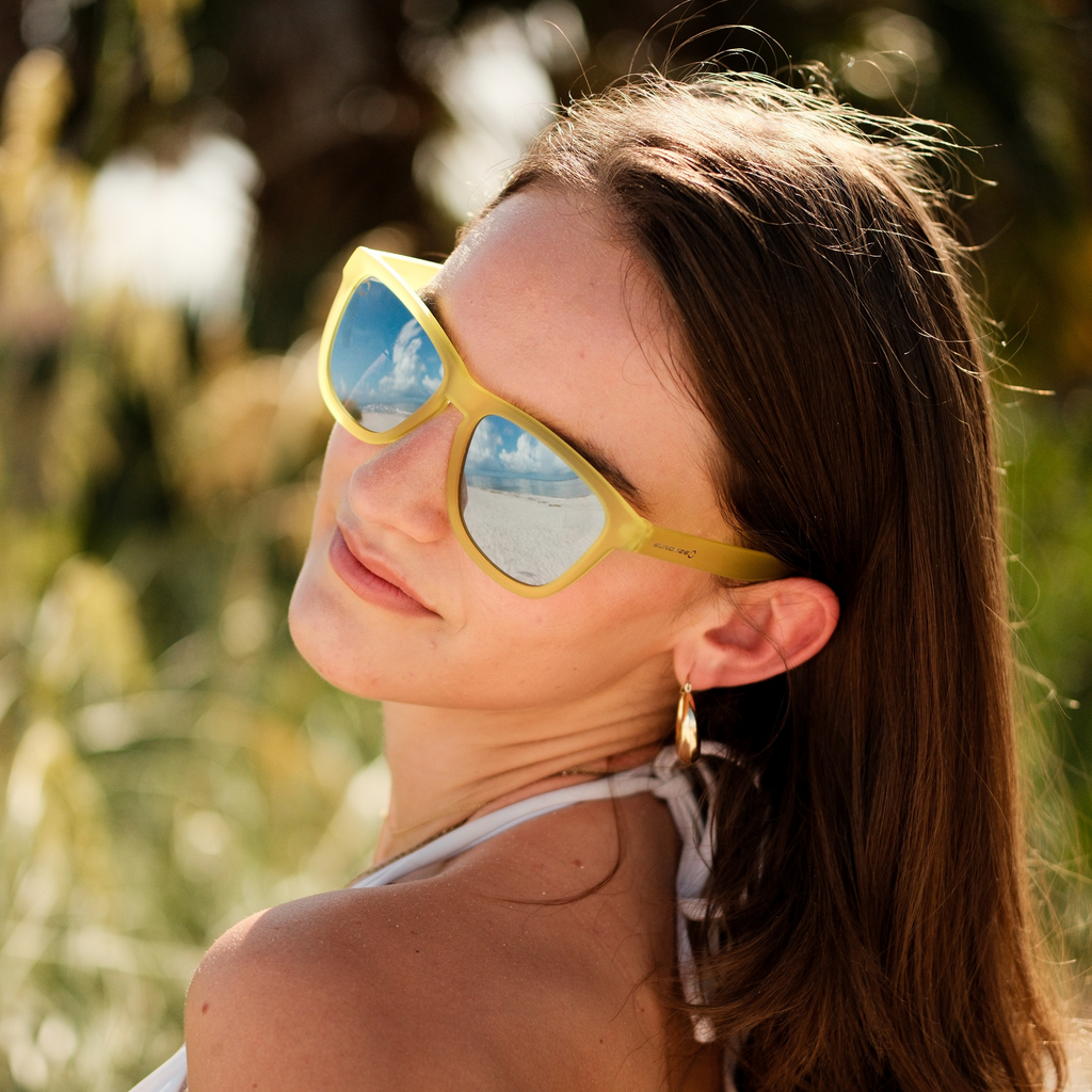 Yellow Bird Sunglasses with Dark Grey Polarized Lenses