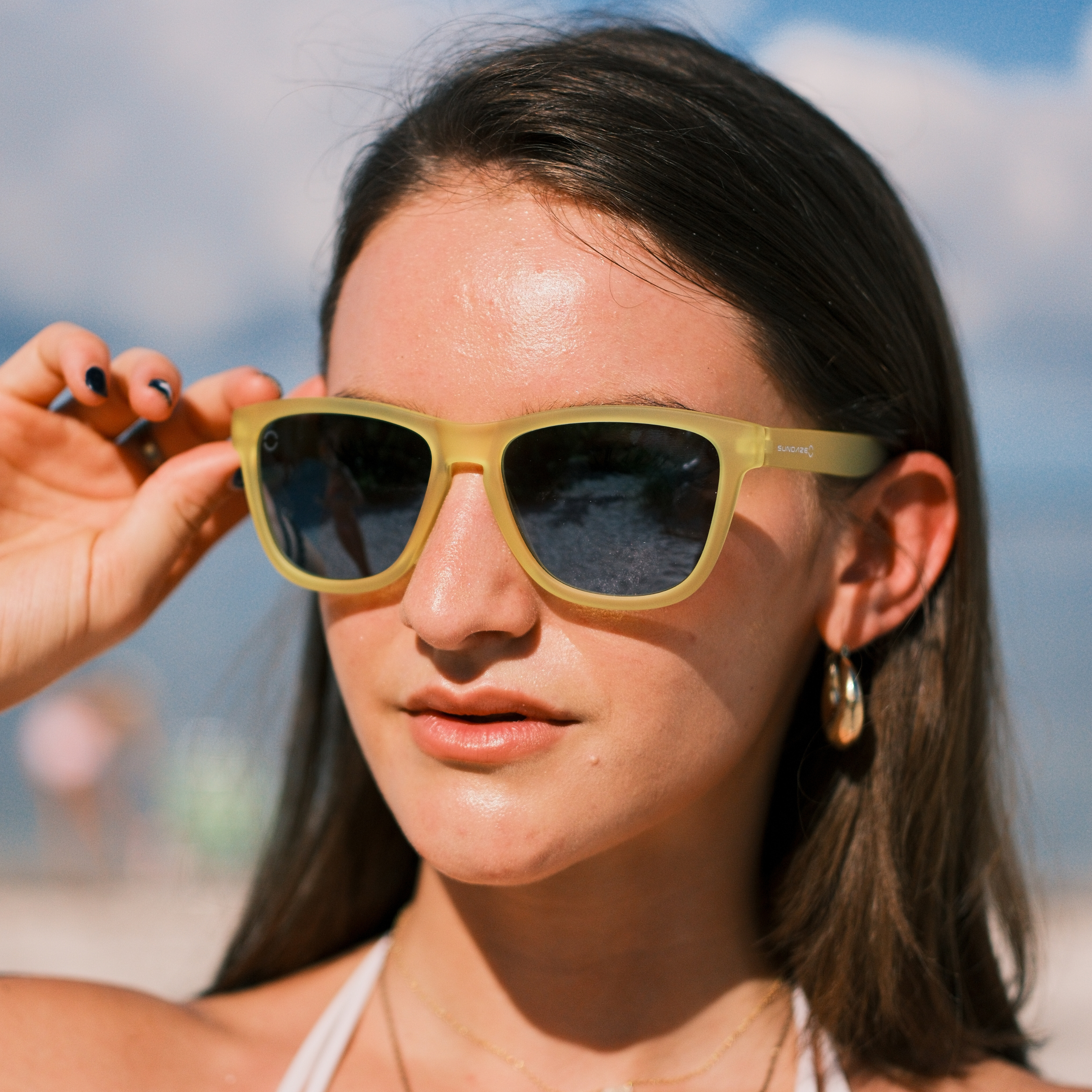 Yellow Bird Sunglasses with Dark Grey Polarized Lenses
