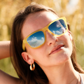 Yellow Bird Sunglasses with Dark Grey Polarized Lenses