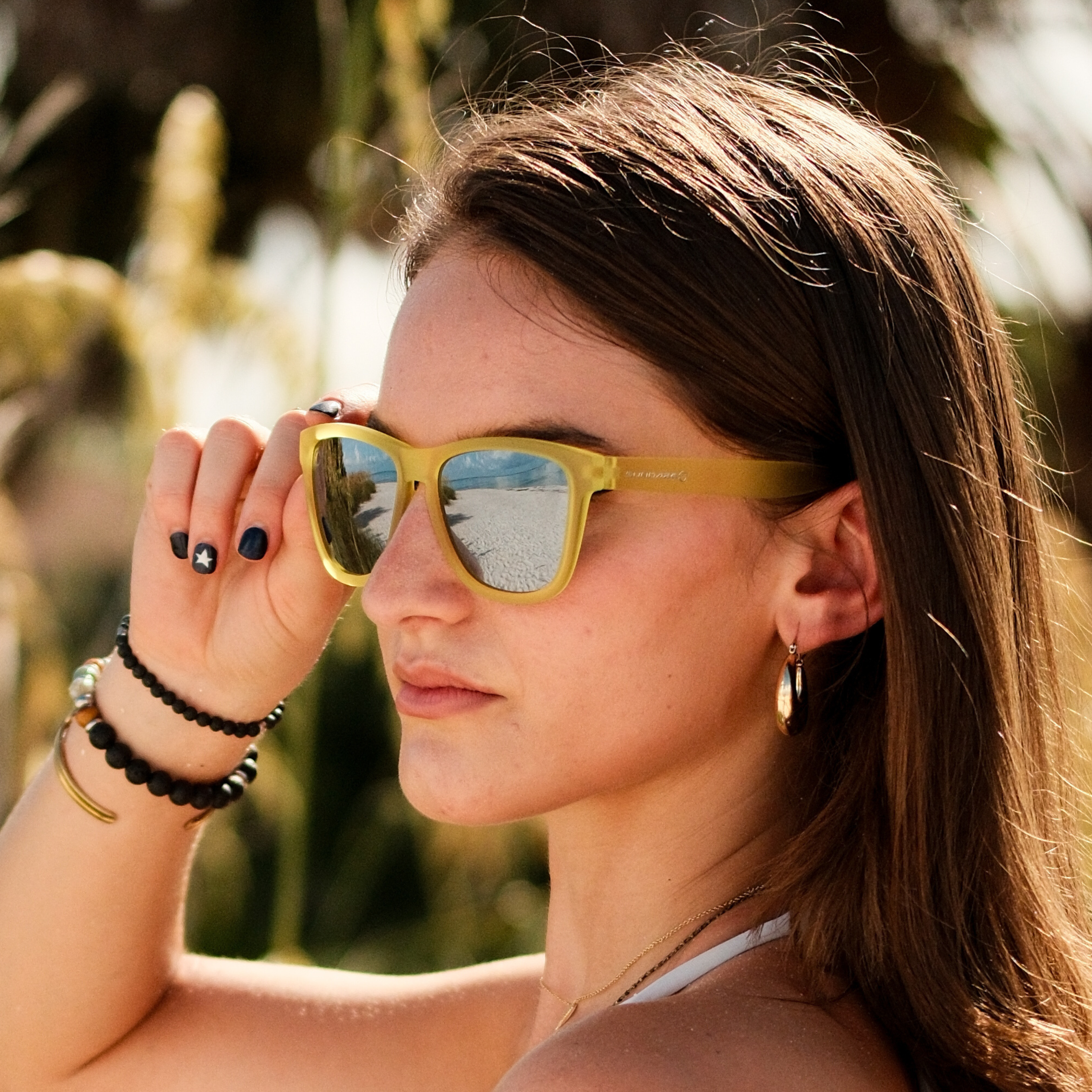 Yellow Bird Sunglasses with Dark Grey Polarized Lenses